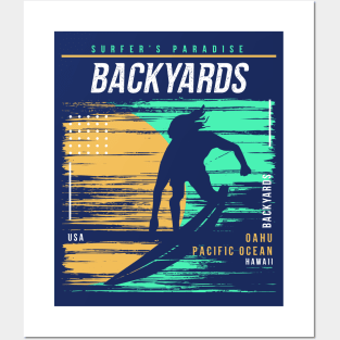 Retro Surfing Backyards Oahu Hawaii // Vintage Surfer Beach // Surfer's Paradise Posters and Art